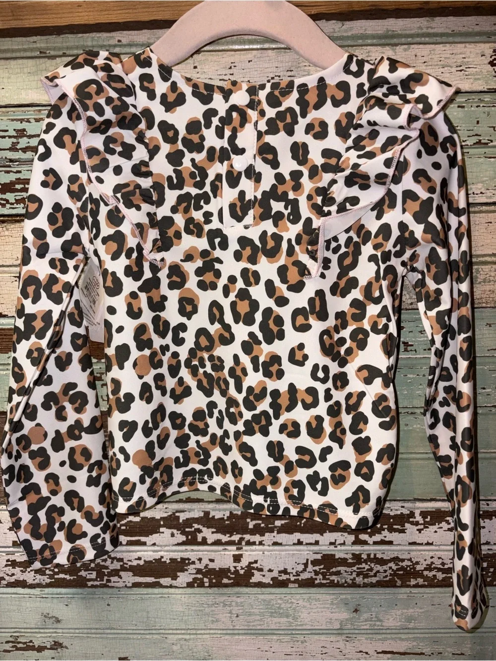NEW Mud Pie Leopard Print Girls Swim 2 pc Bathing Suit Set - White, Brown, Black